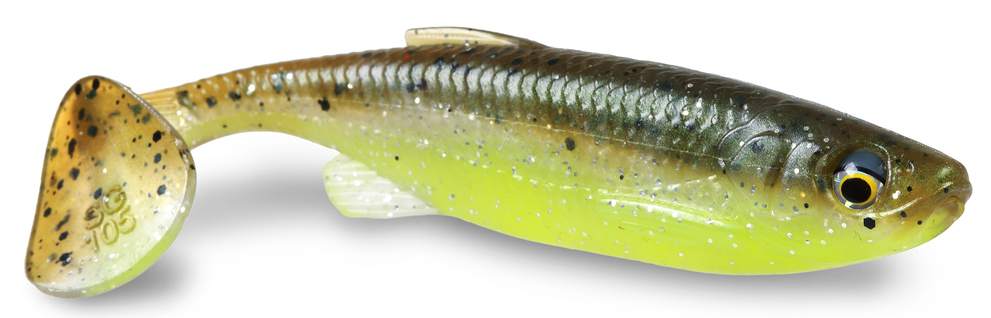 Guma spinningowa Ripper Savage Gear Fat Minnow T-Tail w kolorze Green Pearl Yellow