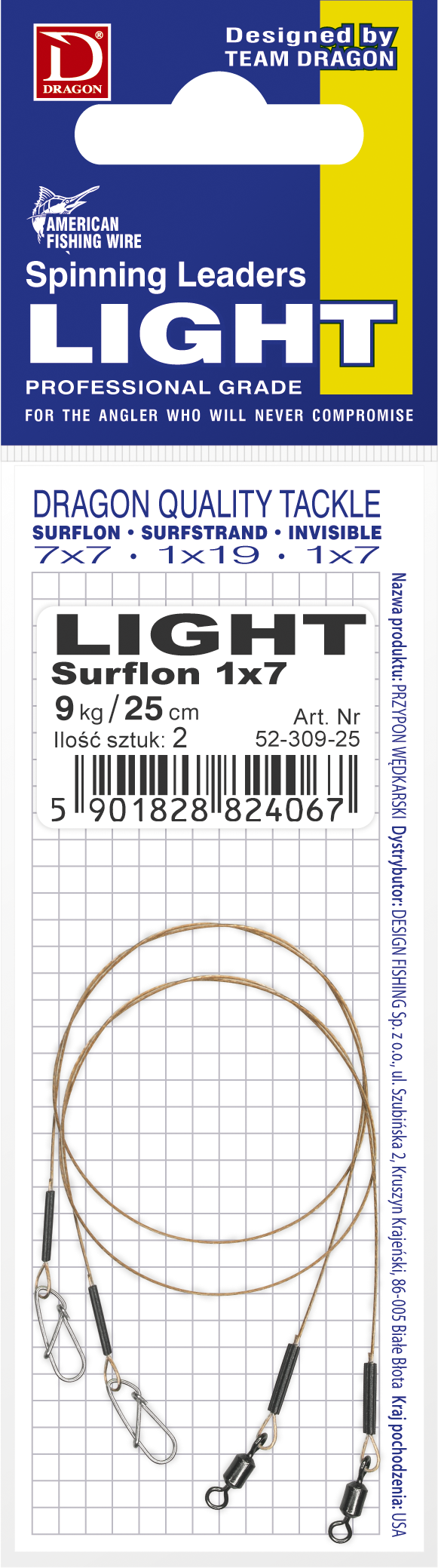 Przypon stalowy Dragon 1X7 Surflon A.F.W. LIGHT