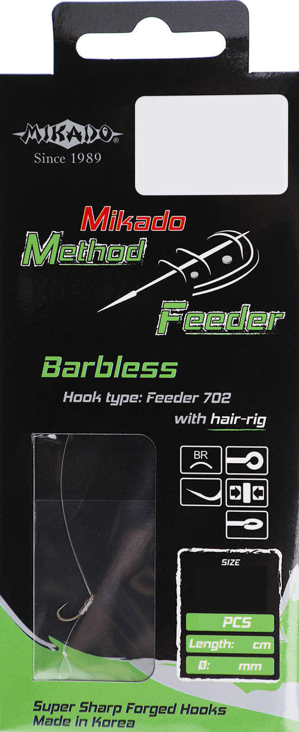 Przypon Mikado Method Feeder P01 barbless rozmiary haków