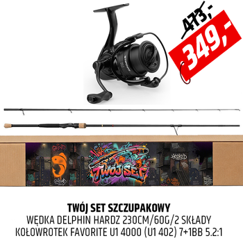 Mocny zestaw szczupakowy Delphin Hardz z kołowrotkiem Favorite U1