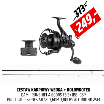 Zestaw Wędka Prologic C-Series AB z kołowrotkiem DAM Runshift FS