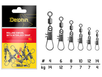 Agrafka z krętlikiem Delphin Obrotowy krętlik z zatrzaskiem blokującym