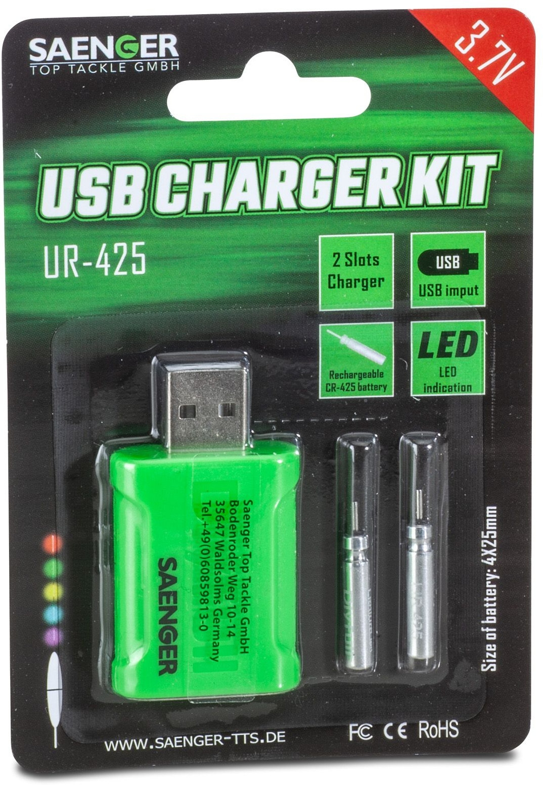 Baterie do spławików z ładowarką Saenger USB Charger Kit UR-425