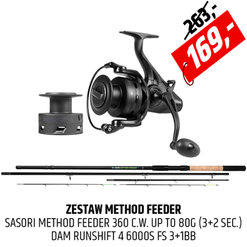 Zestaw feeder wędka Mikado Sasori z kołowrotkiem DAM Runshift 4
