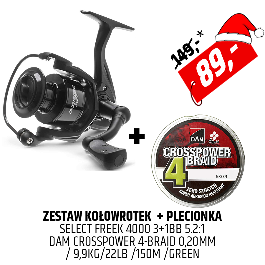 Kołowrotek Select Freek z plecionką DAM Crosspower 4x Braid