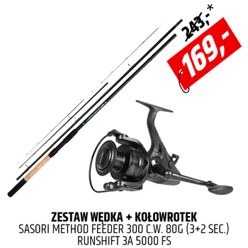 Zestaw wędka Mikado Sasori Method Feeder z kołowrotkiem QUICK Runshift