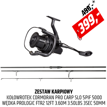 Zestaw karpiowy Prologic FTR2 z kołowrotkiem Cormoran Pro Carp SLO 5 PiF