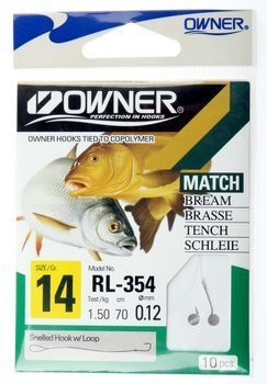 Haczyki Owner Chika popielaty z przyponem 0,12 mm