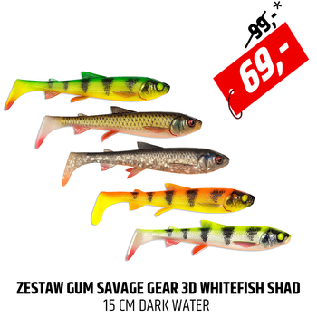 Zestaw gum Savage Gear 3D Whitefish Shad Dark Water