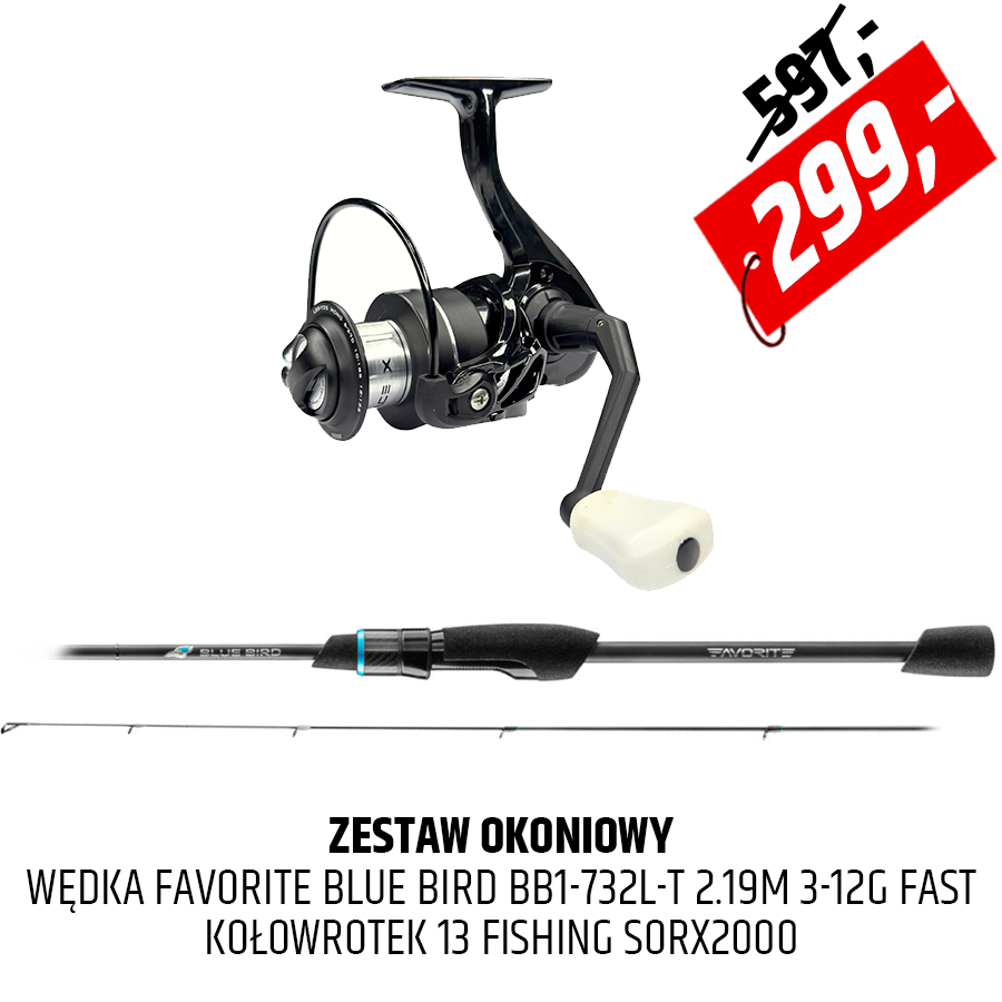 Zestaw Super Okoń - wędka Blue Bird z kołowrotkiem Source X