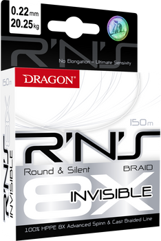 Plecionka Dragon R'N'S 8X Invisible 150m 0.20mm/18.70kg przeźroczysta