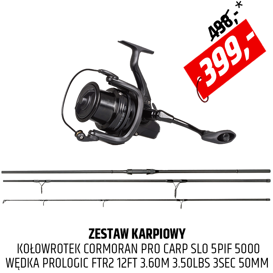 Zestaw karpiowy Prologic FTR2 z kołowrotkiem Cormoran Pro Carp SLO 5 PiF