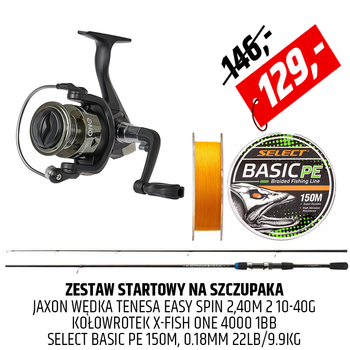 Zestaw Jaxon Tenesa Easy Spin z kołowrotkiem X-Fish One i plecionką