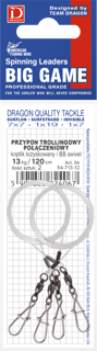 Przypon Trollingowy Dragon Invisible Fluorocarbon 120cm (2szt.) 13kg połączeniowy krętlikłożyskowany