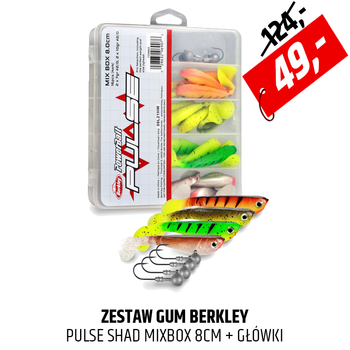 Zestaw gum Berkley Pulse Shad Mixbox z główkami