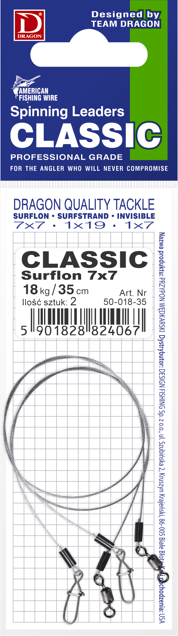 Przypon stalowy Dragon 1X7 Surflon A.F.W. Classic