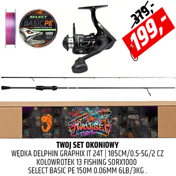 Twój set okoniowy wędka Delphin GraphiX IT z kołowrotkiem Source X