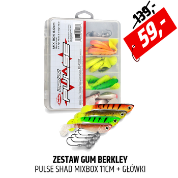 Zestaw gum Berkley Pulse Shad Mixbox z główkami