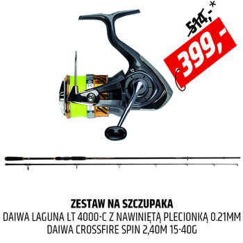 Zestaw Wędka Daiwa Crossfire Spin z kołowrotkiem Laguna LT