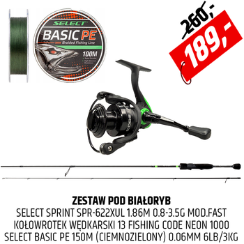 Zestaw okoniowy Wędka Sprint z kołowrotkiem Code Neon i plecionką