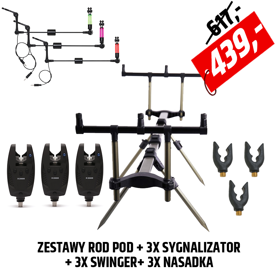 Zestaw do zasiadek karpiowych na 3 wędki