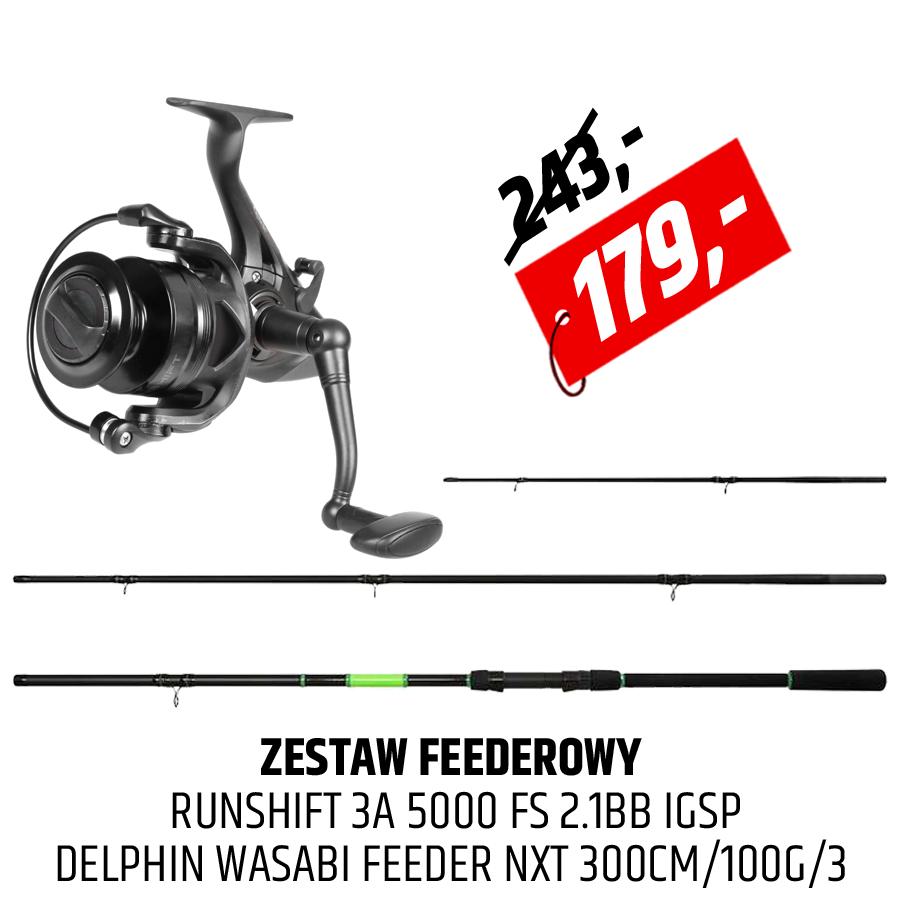 Zestaw wędka Delphin Wasabi Feeder NXT + kołowrotek DAM Runshift 3A