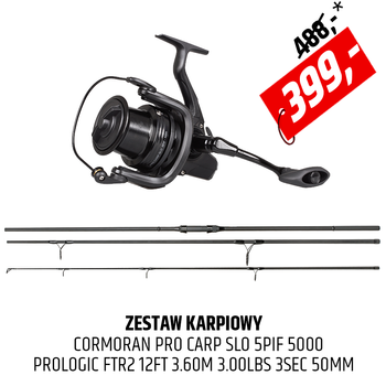 Zestaw karpiowy Prologic FTR2 z kołowrotkiem Cormoran Pro Carp SLO 5 PiF