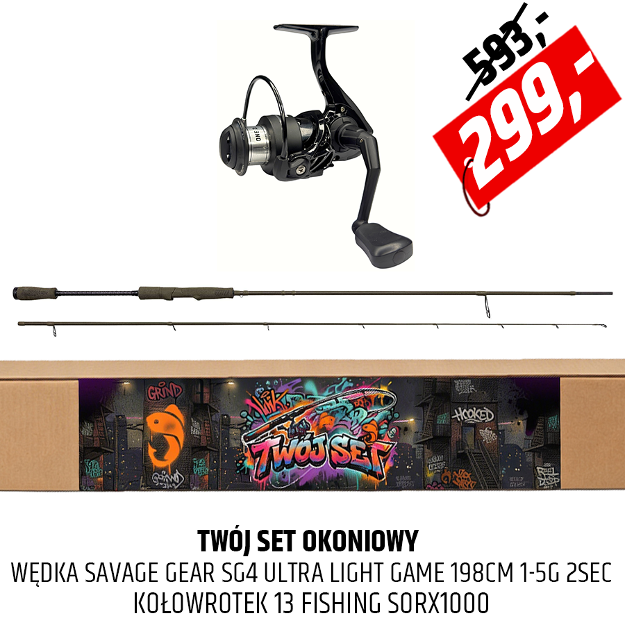 SET okoniowy wędka Savage Gear SG4 z kołowrotkiem Source X