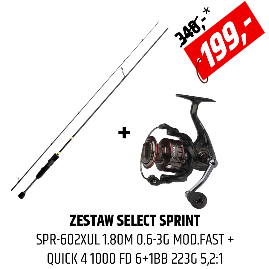 Zestaw Wędka Select Sprint i kołowrotek Quick 4