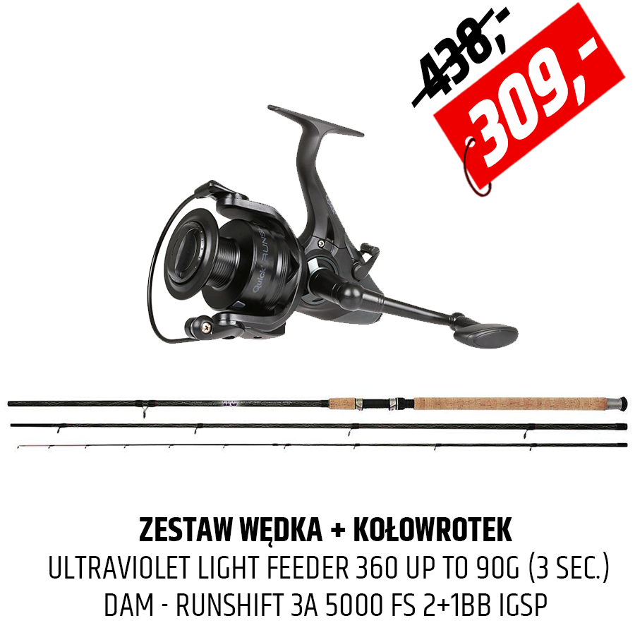 Zestaw Mikado Ultraviolet Feeder i Kołowrotek DAM Runshift 3A