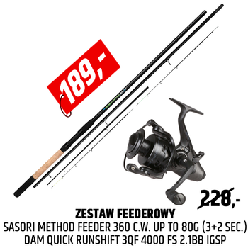 Zestaw feeder Mikado Sasori Method + kołowrotek DAM Runshift 3QF