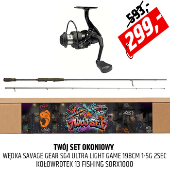 SET okoniowy wędka Savage Gear SG4 z kołowrotkiem Source X