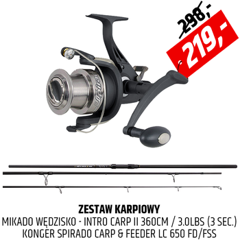 Zestaw karpiowy Mikado Intro Carp II z kołowrotkiem Konger Spirado