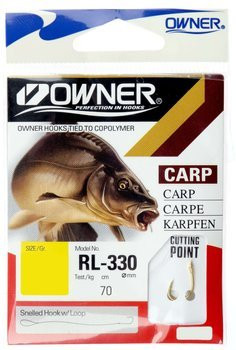 Haczyki Owner Cut Gore złoty nr 6 z przyponem 0,18 mm