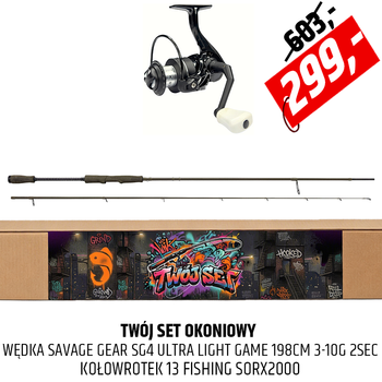 SET okoniowy wędka Savage Gear SG4 z kołowrotkiem Source X