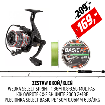 Zestaw ultra light Select Sprint z kołowrotkiem X-Fish i plecionką