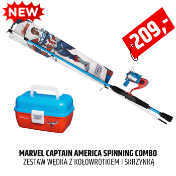 Zestaw dla dzieci Shakespeare Marvel Captain America Spinning ze skrzynką