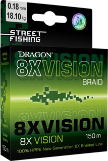 Plecionka Dragon Street Fishing 8X Vision 150m 0.10mm/8.25kg zielona fluo