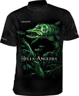 T-Shirt Dragon Hells Anglers (Z Zamkiem) SZCZUPAK XS czarno-zielony