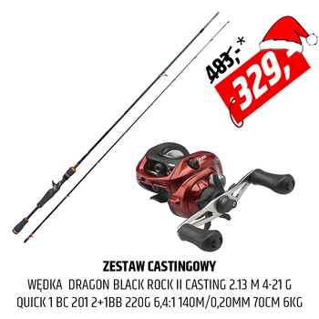 Zestaw Cast wędka Dragon Black Rock II z multiplikatorem Quick 1