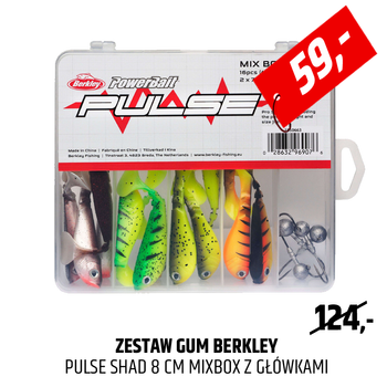 Zestaw gum Berkley Pulse Shad Mixbox z główkami